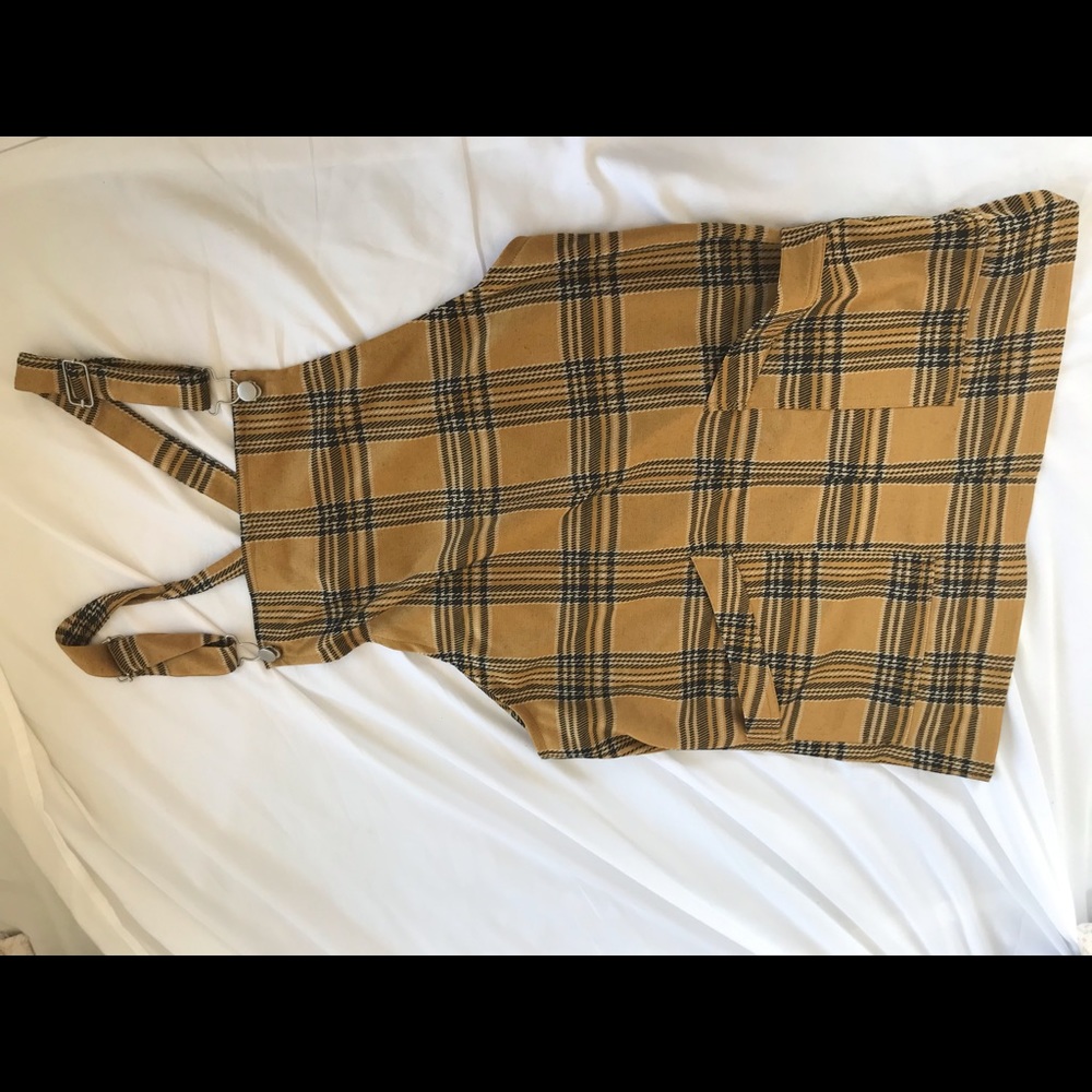 Plaid overall dress